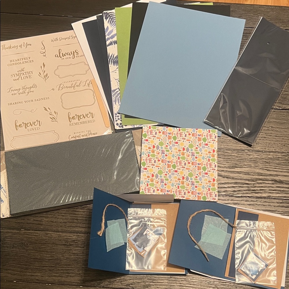 Scrapbook Craft Paper Card Set and stickers variety of supplies.